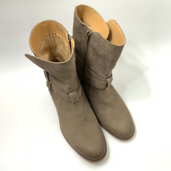 Korks Boots Women Size 9M Tan Double Harness Stacked Block Heel Comfort - Picture 11 of 12